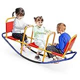 Costzon Kids Seesaw Teeter Totter Playground Equipment, Metal Rocking Seesaw Heavy Duty Indoor Outdoor for Toddlers, Children, Ages 3-8, Suitable for Home Backyard Playground Gifts (Rocking Seesaw)