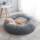 WESTERN HOME WH Calming Dog & Cat Bed, Anti-Anxiety Donut Cuddler Warming Cozy Soft Round Bed, Fluffy Faux Fur Plush Cushion Bed for Small Medium Dogs and Cats (20'/24'/27'/30')