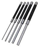 Performance Tool W758 5 Piece 8-Inch Long Carbon Steel Pin Punch Set, Pin Sizes 1/8', 3/16', 1/4', 5/16' and 3/8'