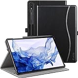 Ztotop Case for Galaxy Tab S7 FE 5G/S8 Plus/S7 Plus 12.4' Tablet, Premium PU Leather Folding Stand Cover with Pen Holder & Multiple Viewing Angles for Samsung Tab S7 FE 2021/S8+ 2022/S7+ 2020, Black