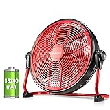 Geek Aire 19200mAh 16-Inch Rechargeable Battery Operated Floor Fan, Powered High Velocity Air Circulating Fan, Up to 24 Hours, Portable Metal Fan for Outdoor Camping Golf Car, Travel Hurricane, Indoor…