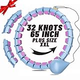 65inch 32 Knots Plus Size Quiet Weighted Hula Infinity Fitness Detachable Hoops, Smart Noiseless Hula for Women, 2 in 3 Waist and Abdominal Workout Equipment at Home