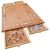 Bits and Pieces - 1500 Piece Puzzle Board with Drawers - Jumbo Wooden Puzzle Plateau – Portable Puzzle Table 26'x 34' - Tabletop Deluxe Jigsaw Puzzle Organizer and Puzzle Storage System – Gift for Mom