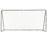Franklin Sports Competition Soccer Goal - Steel Backyard Soccer Goal with Net - Includes 6 Ground Stakes - 12' x 6' Youth Soccer Goal - Black