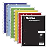 Oxford Spiral Notebook 6 Pack, 1 Subject, College Ruled Paper, 8 x 10-1/2 Inch, Color Assortment May Vary (65007)
