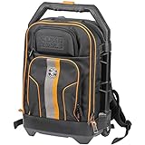 Klein Tools 55604 Rolling Tool Backpack, Tool Bag with 28 Pockets, Heavy Duty Retractable Handle, Large Tool Storage Interior, 3-Inch Wheels