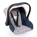 Bayer Design Dolls: Car Seat - Grey, Blue, Pink Butterfly - Fits Dolls Up to 18' Kids Pretend Play, Safety Belt, Sun Canopy, Accessory for -Plush Toys -Stuffed Animals & Dolls, Ages 3+