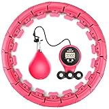 Smart Weighted Fitness Hoop for Adults Weight Loss, 24 Detachable Knots with Intelligent Counter, 2 in 1 Abdomen Fitness Massage for Kids Adults and Beginners
