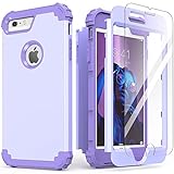 iPhone 6S Plus Case with Tempered Glass Screen Protector, iPhone 6 Plus Case, IDweel 3 in 1 Shockproof Slim Hybrid Heavy Duty Hard PC Cover Soft Silicone Rugged Bumper Full Body Case (Purple)
