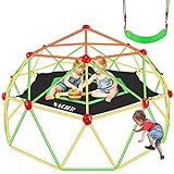 NAQIER 10FT Climbing Dome with Hammock and Swing Upgraded Waterproof Dome Climber Accessories for Kid 3-10 Sun Protect Mats Fit 10FT Jungle Gym Monkey Bar for Backyard Kids Outdoor Play Equipment