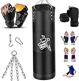Prorobust Heavy Punching Bag for Man Women & Kids, Unfilled Boxing Bag Set with Punching Gloves, Chain, Ceiling Hook for MMA, Kickboxing, Muay Thai, Karate, Taekwondo (4ft, Black)
