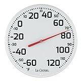La Crosse 104-1522 8' Round Analog Dial Thermometer, White