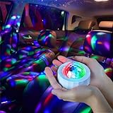Car Disco Ball for Car Disco Light Rechargeable Battery Mini Disco Ball for Car Music Sound Activated Multicolor Car Disco Lights Inside Your Car (White)