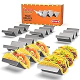 Taco Holder Stand - Set of 6 - Oven & Grill Safe Stainless Steel Taco Racks With Handles - Fill & Serve Tacos With Ease - Taco Trays by Fiesta Kitchen