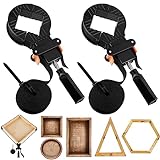 Feekoon 2 Packs Strap Clamps for Woodworking, Quick Release Band Clamps with Corner Claws, Thick and Sturdy Belt Clamps, Adjustable Picture Frame Clamp Tool