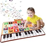 Bluejay Baby Piano Mat, Musical Keyboard Learning Toys with 26 Letters, Electronic Music Animal Touch Play Mat Toddler Toys Gifts for Boys and Girls 1 2 3 Year Old