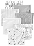Simple Joys by Carter's Unisex Babies' Muslin burp cloths, Pack of 7, Grey/White/Black, One Size
