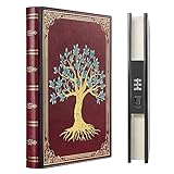 Luxurious Diary with Built-in Password Lock, 180° Lay Flat Design, Lock Journal for Men & Women, Personal Planner Organizer, A5 220 Pages 120gsm Paper, Tree of Life Cover, 5.9 x 8.5 inches Wine Red