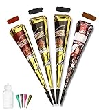 Temporary Tattoo Kit, Tattoo Paste Cone DIY Art Tattoos Painting with free Adhesive Stencils