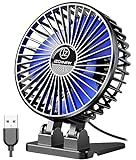 JZCreater USB Desk Mini Fan Portable, 3 Speeds Desktop Table Cooling Fan, Plug in Power Fan, Rotation Strong Wind, Quiet Personal Small Fan for Home Desktop Office Travel Bedroom, Black Blue