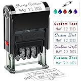 Toplusesse Self-Inking Date Stamp with Signature Custom Text Office Rubber Phrase & Date Stamp for Business 12-Year Band Choose from Various Fonts and Colors