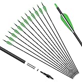 KESHES Archery Carbon Arrows for Compound & Recurve Bows - 30 inch Youth Kids and Adult Target Practice Bow Arrow - Removable Nock & Tips Points (12 Pack)