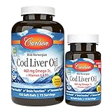 Carlson - Cod Liver Oil Gems, 460 mg Omega-3s, Plus Vitamins A and D3, Wild Caught Norwegian Arctic Cod Liver Oil, Sustainably Sourced Nordic Fish Oil Capsules, Lemon, 150 + 30 Softgels
