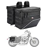 KEMIMOTO [Upgrade] Motorcycle Saddle Bags Middle-Sized Motorcycle Throw Over Saddlebags Oragne Liner Scooter Panniers 26L Universal Compatible with Softail Sportster Cruiser Motorbike Dirt Bike
