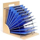 Gamenote Clipboard Holder - Wood and Metal Clipboard Stand Clipboards Storage Rack Small White Board Organizer for Classroom Office (Assembly Required)