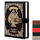 TIEFOSSI Leather Journal Notebook with Combination Lock, Mysterious Legend Locked Diary with Key for Adults Boys Girls Kids Men Women, B6 Secret Passwords Refillable Personal Notebook, 7.87 X 5.51 in