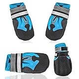 Dog Waterproof Boots Shoes Anti-Slip Booties, with Adjustable Strap and Reflective Strip, Premium Paw Protector Fit for Medium and Large Dogs(4Pcs)