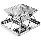 Fltom Portable Charcoal Grill, Folding Stainless Steel Camping Fire Pit, Backpacking Grill for Outdoor Cooking Hiking Camping Picnics