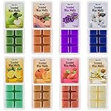 Mindful Design 8 Pack Scented Wax Melts/Cubes/Tarts - Apple, Cinnamon, Clean Cotton, Lavender, Pumpkin Spice, Sage Citrus, Strawberry, & Vanilla - Strong Scent