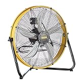 HiCFM 6300 CFM 20 inch Heavy Duty Shroud Fan with IP44 Enclosed Powerful 1/4 Motor, High Velocity Air Circulator for Workshop, Garage, Commercial or Industrial rooms - UL Safety Listed