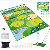 Clemas Chipping Golf & Dart Practice Mats Golf Game Training Mat Indoor Outdoor Games for Adults Family Kids Play Equipment Stick Chip Golf Set Backyard Game (Club Included) (Light Green)