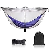 TOBWOLF Camping Hammock Net, Lightweight Outdoor Mosquito Net, 360 Degree Protection Polyester Netting with Dual Sided Zipper & Rope & Storage Bag (Not Include Hammock)