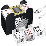 Aoriher Electric Automatic Card Shuffler with Revolving Canasta Playing Card Tray Set, Clear Rotating Card Holders for Playing Cards Poker Home Club Party Games (9 Decks)