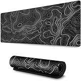 Large Mouse Pad Mat (31.5 x11.8 in) Extended Gaming Mouse Pad with Non-Slip Rubber Base,Background Topographic Map Lines Contour Geographic for Gaming Office Laptop Computer Men Women