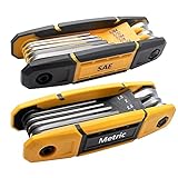 MULWARK 17pcs Folding Allen Wrench Set | Metric & Standard SAE - Key Tool 2 Pack Portable Hex for Basic Home Repair and General Applications