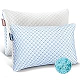 Nestl Cooling Pillow, Queen Size Pillows Set of 2 Cooling Memory Foam Pillows, Gel Infused Cool Pillow, Adjustable Pillows for Sleeping, Breathable Queen Pillows, Washable Removable Bed Pillow Cover