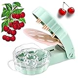 Cherry Pitter Tool Pit Remover - Jujube Core Remover, Cherries Seed Remover 6 at a Time, Portable Cherry Pit Remover for Kitchen, Cake Shop (Green)