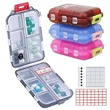 M MUchengbao 4PS Pill Organizer Travel Pill Box + 164 Slice Labels，Portable Folding Small Pill Case Daily Pill Box Organizer Pill Container Used for Carry-on Storage Vitamin Fish Oil Pills Etc
