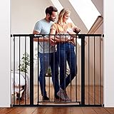 Papacare 36' Extra Tall Baby Gate for Stairs Doorways, Fits Openings of 29.5' to 48.8' Wide, Auto Close Extra Wide Baby and Pet Gate for Doorways and Stairways,Pressure Mounted Dog Gates, Black