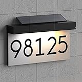 House Numbers Address Plaques For Houses Solar Powered Adjustable Solar Panel, 3 Lighting Colors Lighted House Numbers Address Sign, Address Sign For Outside Waterproof Light Up For Houses