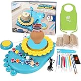 IAMGlobal Dinosaur Pottery Wheel, Art Craft Kit, DIY Pottery Studio with USB Cord, Craft Activity, Artist Studio, Ceramic Machine with Air-Dry Clay, Educational Toy for Kids Beginners (Blue)