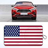 gunhunt 1 PC Car Front Windshield Sun Shade, Foldable Car Front Window Sunshade, Universal Auto Interior Protection, Fits for Cars, SUVs, Vans (American Flag Red)