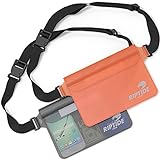 Waterproof Fanny Pack Waist Pouch (2 Pack) For Men & Women Dry Bag Water Resistant With Adjustable Strap -Protects Valuables At Water Sports Boating Swimming Skiing Orange & Sheer Black - By Riptide