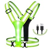 LED Reflective Running Vest, USB Rechargeable Reflective Vest Night Running Gear, Perfect for Outdoor Night Running/Walking/Cycling/Motorcycling/Walking my Dog Perfect for Women Men Children