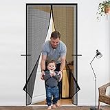 TOANEL Magnetic Screen Door Fits Doors Up to 36' X 82'- Self Sealing, Hands Free, Heavy Duty Fiberglass Screen Door Mesh Keeps Bugs Out and Allows Fresh Air to Circulate,Pet and Kid Friendly,