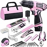 Bielmeier 12V Pink Cordless Drill Set - Essential Women's power drill tool set for Home Projects - Complete Ladies Tool Set with Stylish Pink Accessories, Ideal for Home Maintenance Valentine's Day